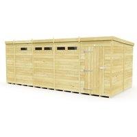Buttercup Farm 17 x 8 Feet Pent Security Shed - Single Door - L231 x W492 x H201 cm in Brown