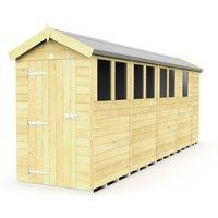 Buttercup Farm 4 x 17 Feet Apex Shed - Single Door W/ Windows - L503 x W118 x H217 cm in Brown