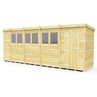 Buttercup Farm 18 x 4 Feet Pent Security Shed - Double Door - L118 x W533 x H201 cm in Brown