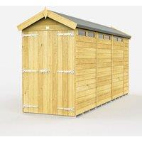 Buttercup Farm 4 x 15 Feet Apex Security Shed - Double Door - L454 x W118 x H217 cm in Brown