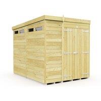 Buttercup Farm 6 x 8 Feet Pent Security Shed - Double Door - L231 x W185 x H201 cm in Brown