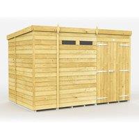 Buttercup Farm 10 x 6 Feet Pent Security Shed - Double Door - L178 x W302 x H201 cm in Brown