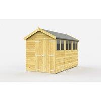 Buttercup Farm 7 x 12 Feet Apex Shed - Double Door W/ Windows - L358 x W214 x H217 cm in Brown