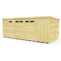 Buttercup Farm 17 x 8 Feet Pent Security Shed - Double Door - L231 x W492 x H201 cm in Brown