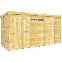 Buttercup Farm 13 x 5 Feet Pent Security Shed - Single Door - L147 x W387 x H201 cm in Brown