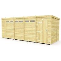 Buttercup Farm 18 x 7 Feet Pent Security Shed - Single Door - L214 x W533 x H201 cm in Brown
