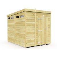 Buttercup Farm 5 x 8 Feet Pent Security Shed - Single Door - L231 x W158 x H201 cm in Brown