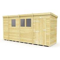 Buttercup Farm 13 x 4 Feet Pent Security Shed - Double Door - L118 x W387 x H201 cm in Brown