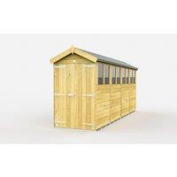 Buttercup Farm 4 x 16 Feet Apex Shed - Double Door W/ Windows - L472 x W118 x H217 cm in Brown