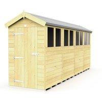 Buttercup Farm 4 x 16 Feet Apex Shed - Single Door W/ Windows - L472 x W118 x H217 cm in Brown