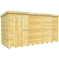 Buttercup Farm 13 x 5 Feet Pent Shed - Single Door W/O Window - L147 x W387 x H201 cm in Brown