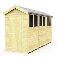 Buttercup Farm 4 x 12 Feet Apex Shed - Single Door W/ Windows - L358 x W118 x H217 cm in Brown