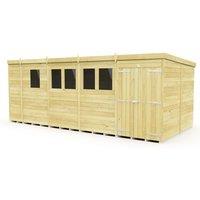 Buttercup Farm 17 x 8 Feet Pent Shed - Double Door W/ Windows - L231 x W492 x H201 cm in Brown
