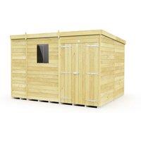 Buttercup Farm 9 x 8 Feet Pent Shed - Double Door W/ Windows - L231 x W276 x H201 cm in Brown