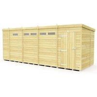 Buttercup Farm 17 x 7 Feet Pent Security Shed - Single Door - L214 x W492 x H201 cm in Brown