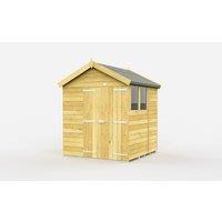 Buttercup Farm 6 x 6 Feet Apex Shed - Double Door W/ Windows - L187 x W175 x H217 cm in Brown