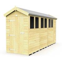Buttercup Farm 4 x 14 Feet Apex Shed - Single Door W/ Windows - L417 x W118 x H217 cm in Brown