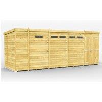 Buttercup Farm 17 x 7 Feet Pent Security Shed - Double Door - L214 x W492 x H201 cm in Brown