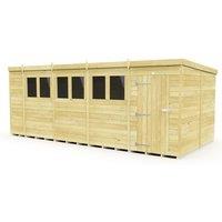 Buttercup Farm 18 x 8 Feet Pent Shed - Single Door W/ Windows - L231 x W533 x H201 cm in Brown