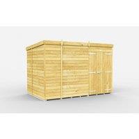 Buttercup Farm 10 x 6 Feet Pent Shed - Double Door W/O Window - L178 x W302 x H201 cm in Brown