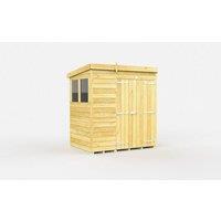 Buttercup Farm 6 x 4 Feet Pent Shed - Double Door W/ Windows - L118 x W185 x H201 cm in Brown
