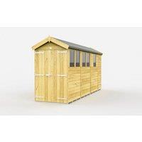 Buttercup Farm 4 x 13 Feet Apex Shed - Double Door W/ Windows - L387 x W118 x H217 cm in Brown