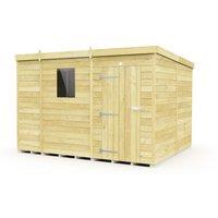 Buttercup Farm 9 x 8 Feet Pent Shed - Single Door W/ Windows - L231 x W276 x H201 cm in Brown