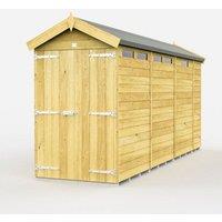 Buttercup Farm 4 x 13 Feet Apex Security Shed - Double Door - L387 x W118 x H217 cm in Brown