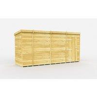 Buttercup Farm 13 x 4 Feet Pent Shed - Single Door W/O Window - L118 x W387 x H201 cm in Brown