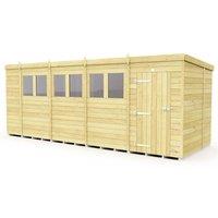 Buttercup Farm 18 x 7 Feet Pent Shed - Single Door W/ Windows - L214 x W533 x H201 cm in Brown