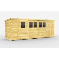 Buttercup Farm 17 x 7 Feet Pent Shed - Double Door W/ Windows - L214 x W492 x H201 cm in Brown