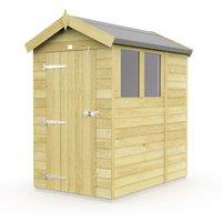 Buttercup Farm 4 x 7 Feet Apex Shed - Single Door W/ Windows - L214 x W118 x H217 cm in Brown