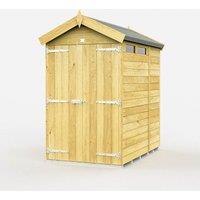 Buttercup Farm 4 x 7 Feet Apex Security Shed - Double Door - L214 x W118 x H217 cm in Brown