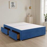Bed Time UK Plush Fabric Divan Bed Base with 2 Storage Drawers, Stylish & Space-Saving in Blue | Size: King