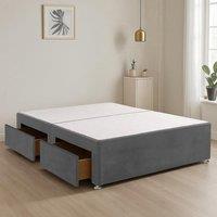 Bed Time UK Plush Fabric Divan Bed Base with 2 Storage Drawers, Stylish & Space-Saving in Grey | Size: Super King