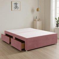 Bed Time UK Plush Fabric Divan Bed Base with 2 Storage Drawers, Stylish & Space-Saving in Pink | Size: Super King