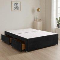 Bed Time UK Plush Fabric Divan Bed Base with 2 Storage Drawers, Stylish & Space-Saving in Black | Size: Super King