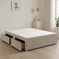 Bed Time UK Plush Fabric Divan Bed Base with 2 Storage Drawers, Stylish & Space-Saving in Ivory | Size: Super King
