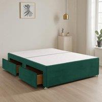 Bed Time UK Plush Fabric Divan Bed Base with 2 Storage Drawers, Stylish & Space-Saving in Green | Size: King