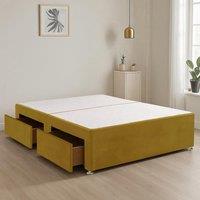 Bed Time UK Plush Fabric Divan Bed Base with 2 Storage Drawers, Stylish & Space-Saving in Yellow | Size: Super King