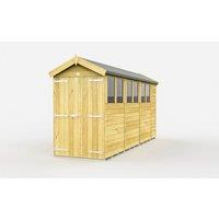 Buttercup Farm 4 x 15 Feet Apex Shed - Double Door W/ Windows - L454 x W118 x H217 cm in Brown
