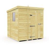 Buttercup Farm 5 x 7 Feet Pent Shed - Single Door W/ Windows - L214 x W158 x H201 cm in Brown