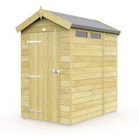 Buttercup Farm 4 x 7 Feet Apex Security Shed - Single Door - L214 x W118 x H217 cm in Brown