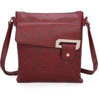 Fontanella Fashion Women's Clasico Accent Buckle Tri-Compartments PU Leather Messenger Bag in Burgundy