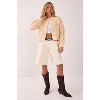 NastyGal Women's Cable Boxy Button Through Cardigan in Cream | Size: Medium