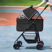 Detachable Pet Stroller with Rain Cover for Cats and Dogs