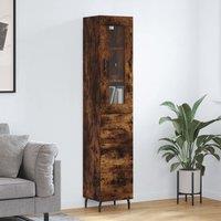 Berkfield Home Highboard Smoked Oak 34.5x34x180 cm Engineered Wood in Brown