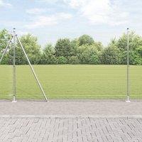 Berkfield Home Welded Wire Fence with 7 Flanged Posts 1.4x10 m Galvanised Steel in Silver