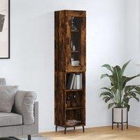 Berkfield Home Highboard Smoked Oak 34.5x34x180 cm Engineered Wood in Brown