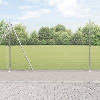 Berkfield Home Welded Wire Fence with 7 Flanged Posts 1.4x10 m Galvanised Steel